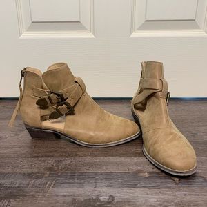 JustFab Tan Cut-out Ankle Bootie